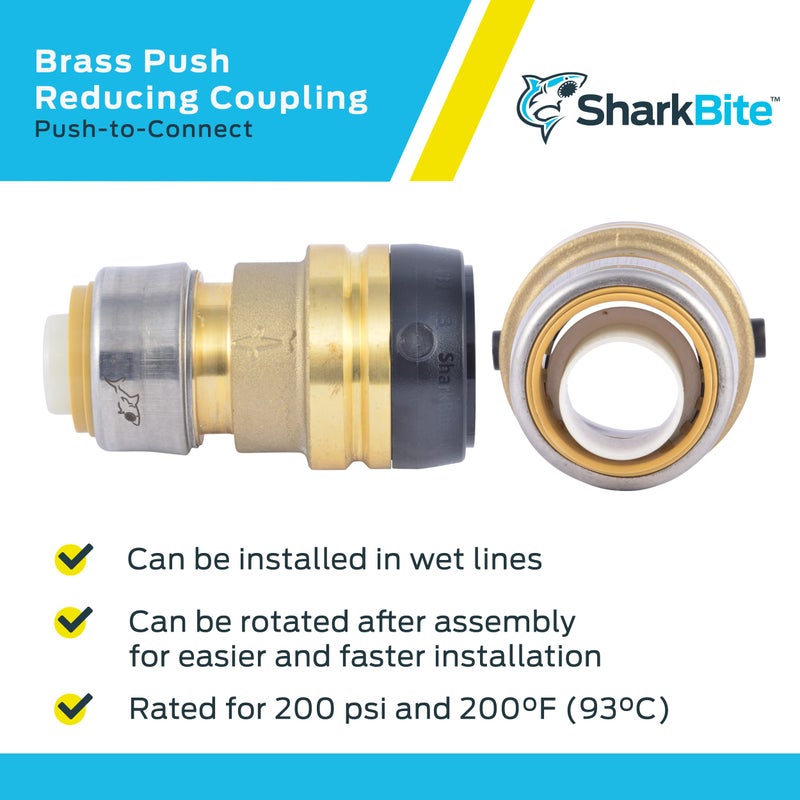 SharkBite 1-1/4 Inch x 1 Inch Reducing Coupling, Push to Connect Brass Plumbing Fitting, PEX Pipe, Copper, CPVC, PE-RT, HDPE, UXL013528 - Image 4
